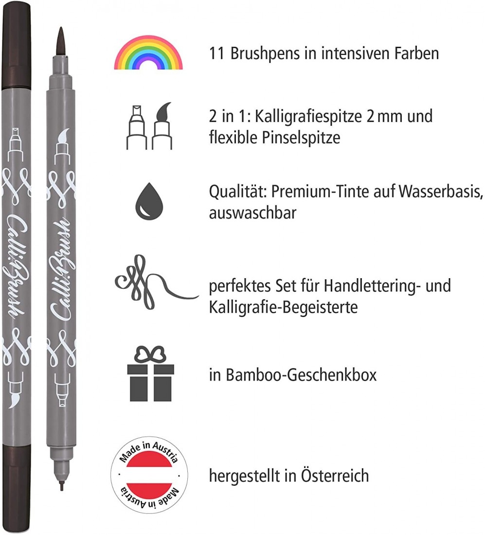ONLINE Calli.Brush Pens in Bamboo Case 10+1