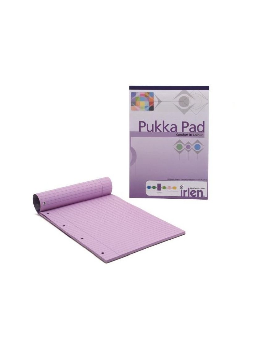Pukka  Pad μπλοκ ριγέ σημειώσεων με τρύπες και περιθώριο Α4 Μωβ 100φ IRLREF50