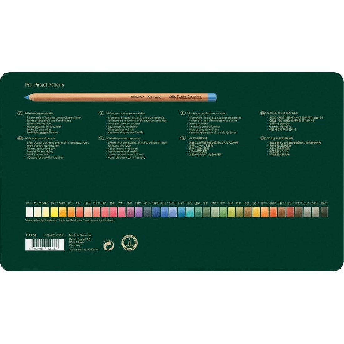 Colour pencil Pitt Pastel, tin of 36, Faber Castell 112136