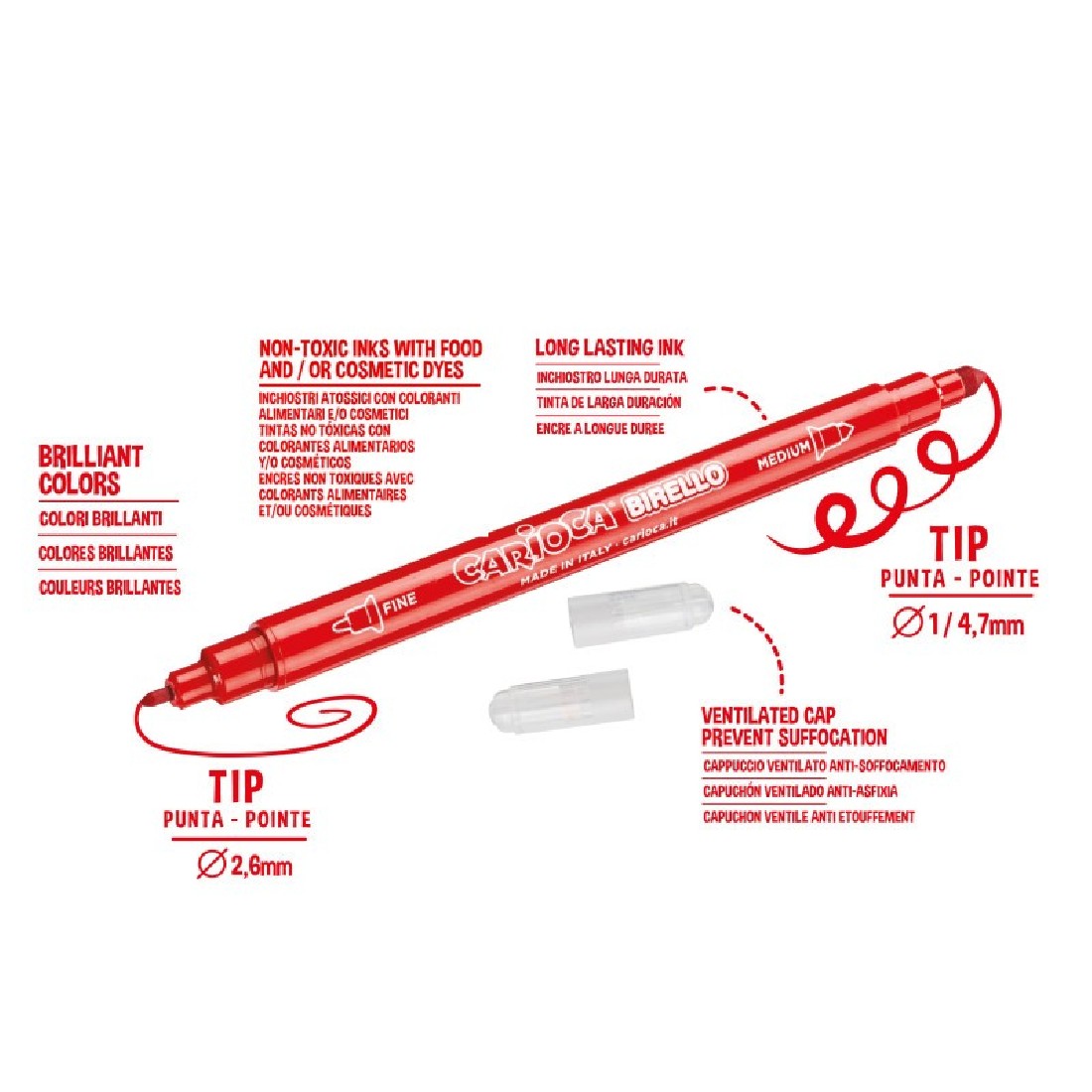 Carioca Μαρκαδόροι Birello 24 τμχ Superwashable  & Double Tip 41521