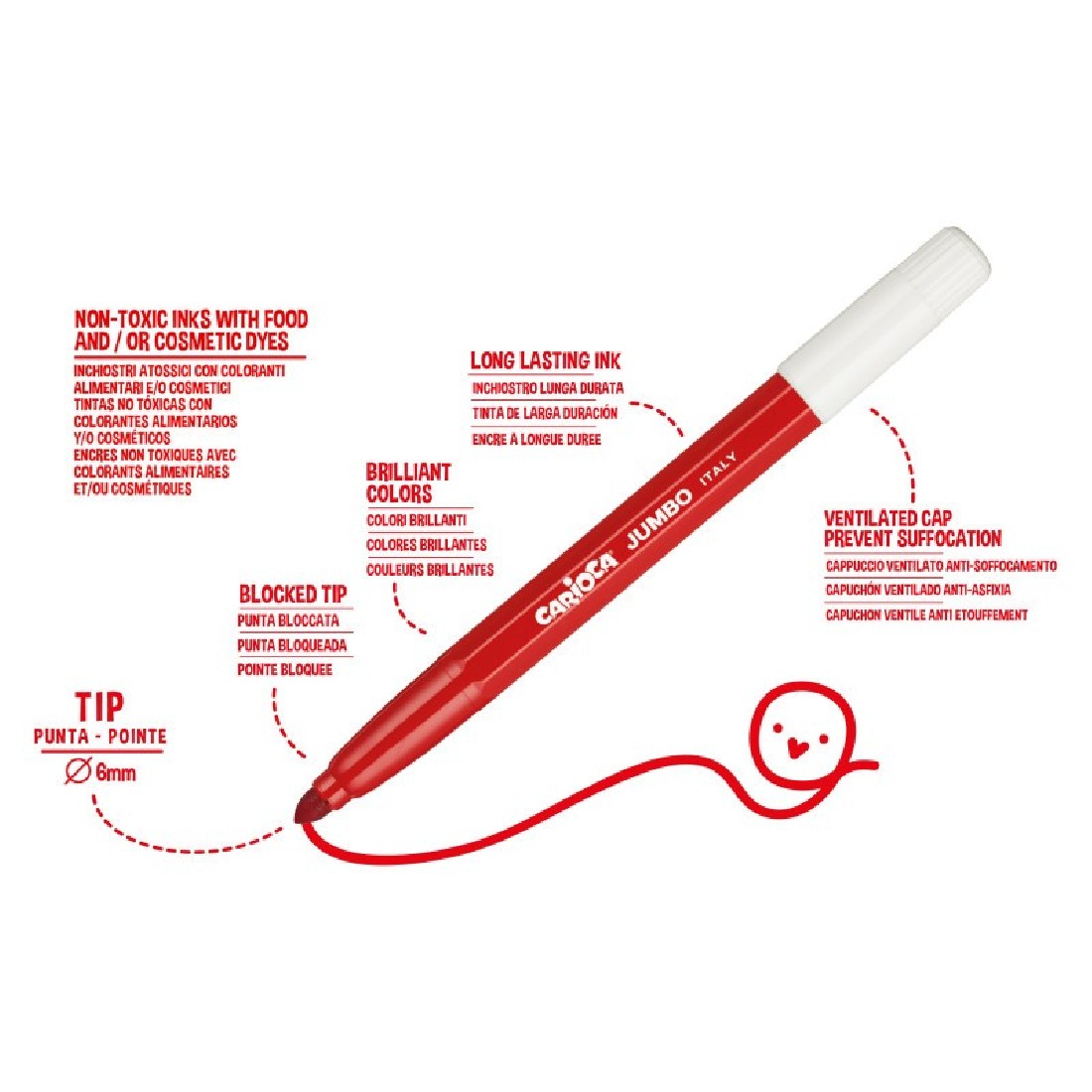 Carioca Μαρκαδόροι Jumbo Superwashble 12 τεμαχίων 40569