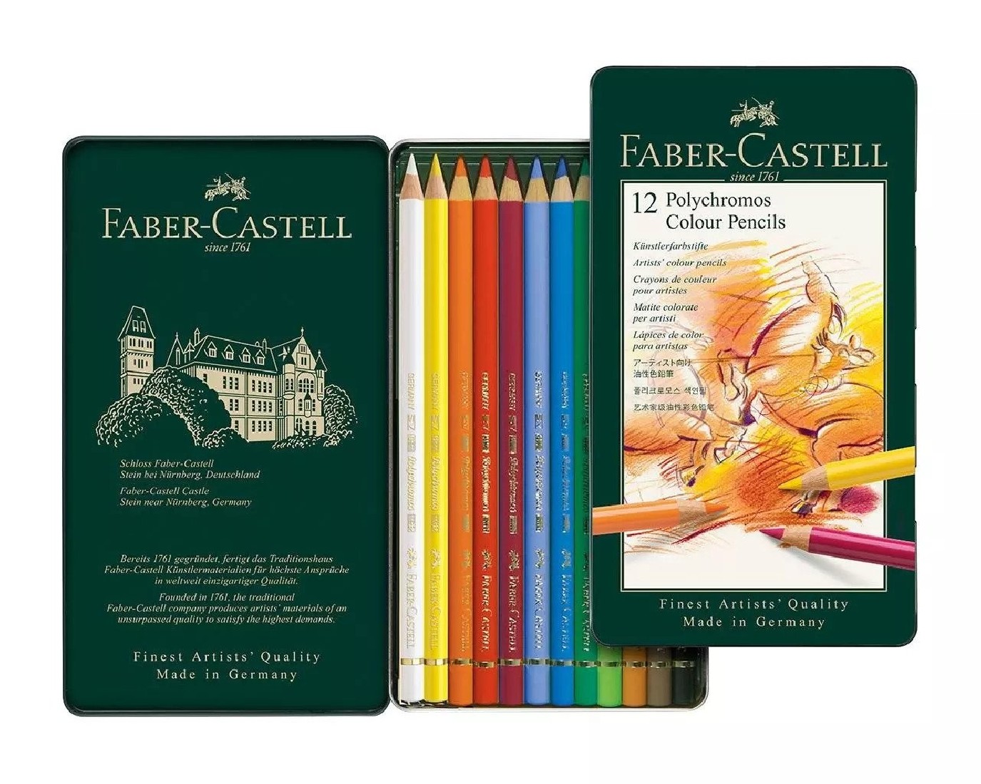 Faber Castell Polychromos colour pencil, tin of 12 110012
