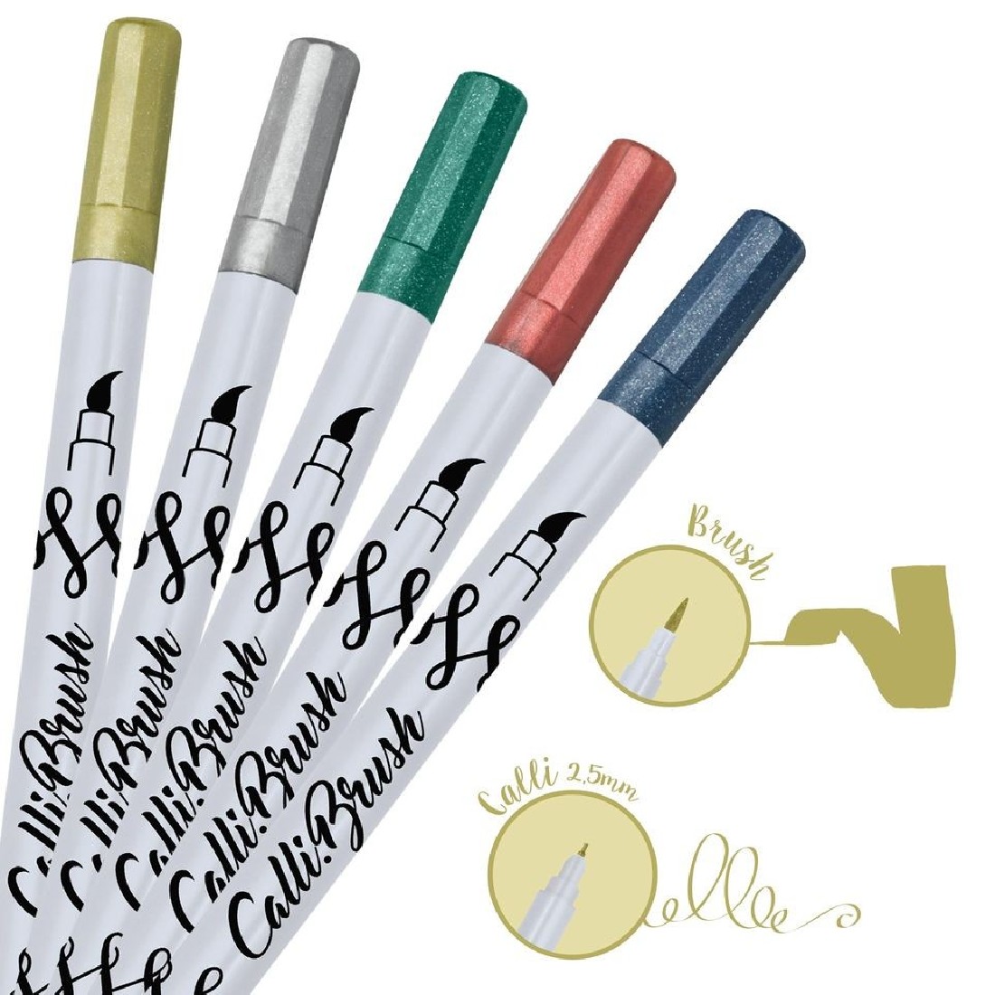 Online Calli.Brush Pen Bamboo Set 5 pcs. Metallic edition, 119089