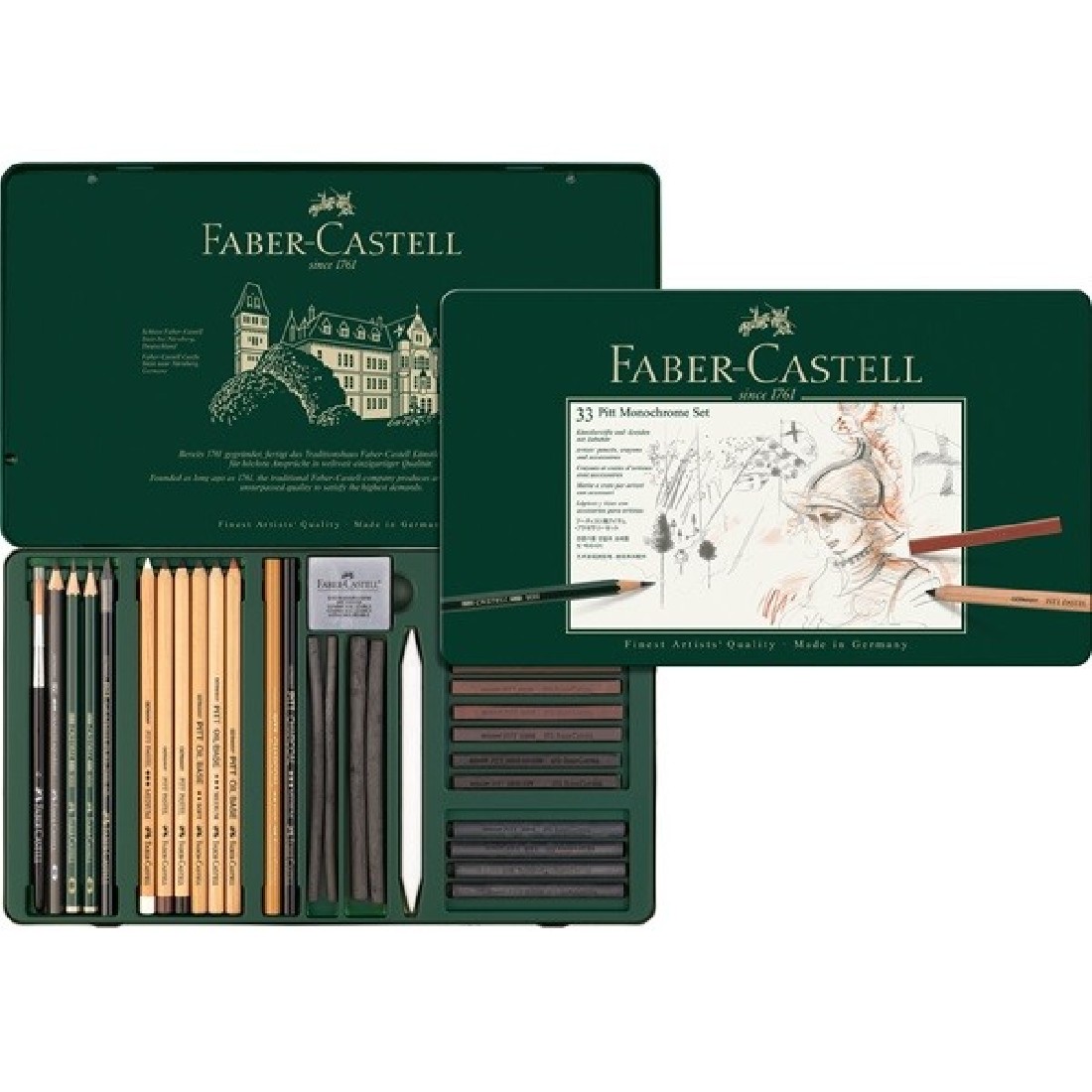 Faber Castell Set Pitt Monochrome tin of 33 112977
