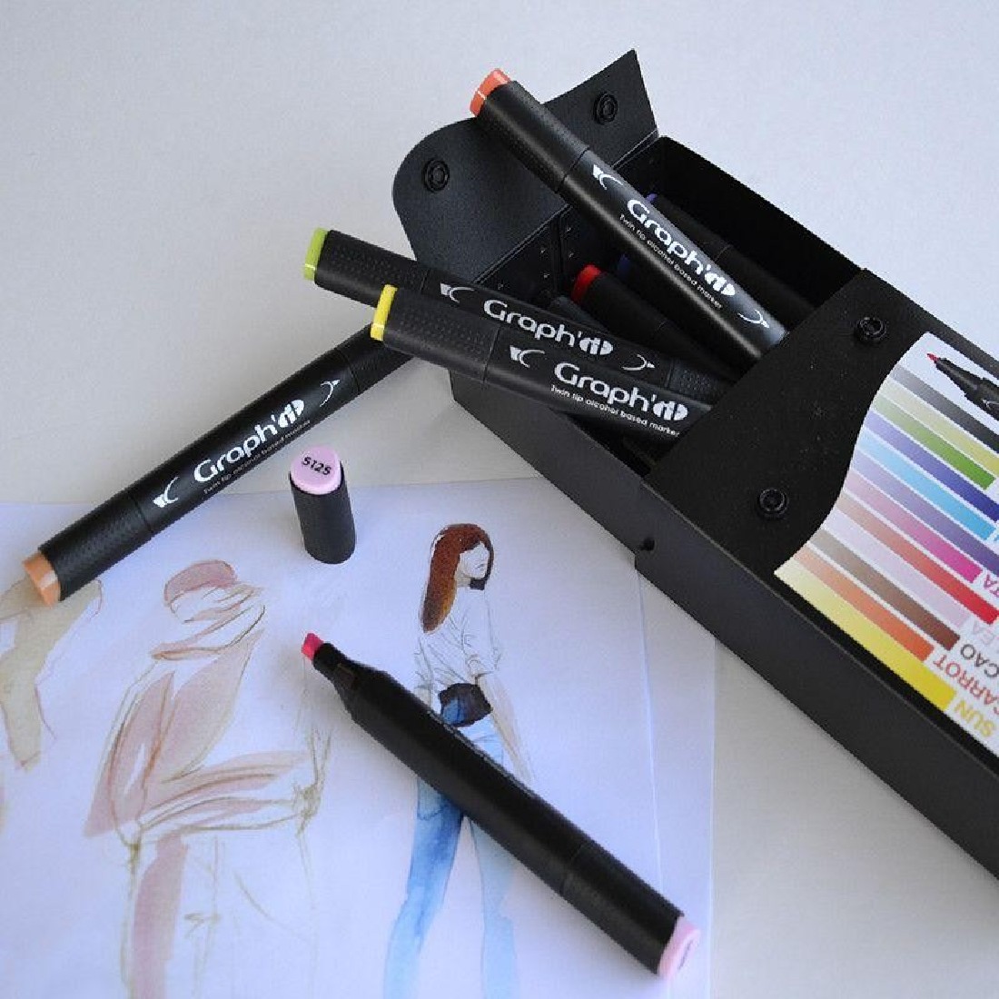 Μαρκαδόροι Οινοπνεύματος με Διπλή Μύτη Classic Colors GI00120 Graphit