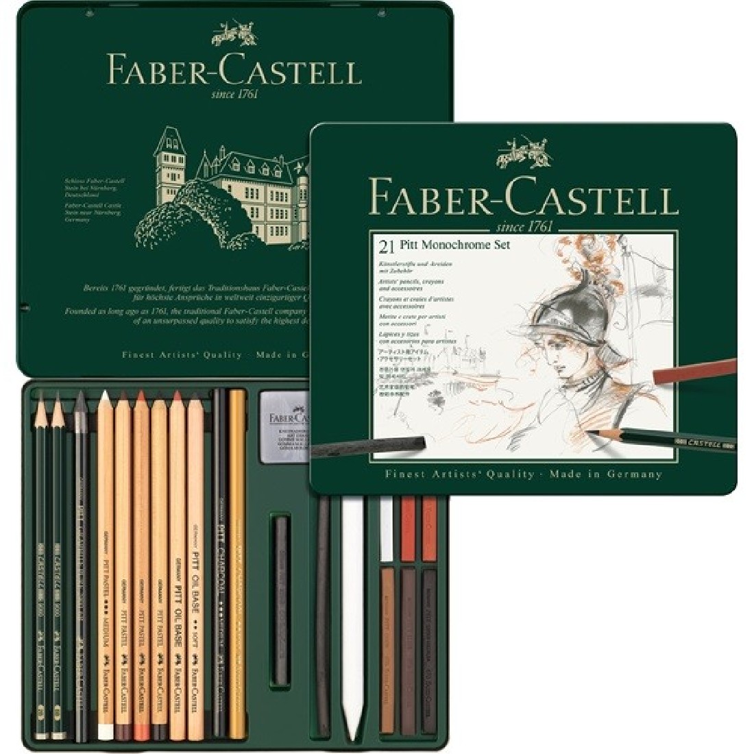 Set Pitt Monochrome tin of 21 112976  Faber Castell
