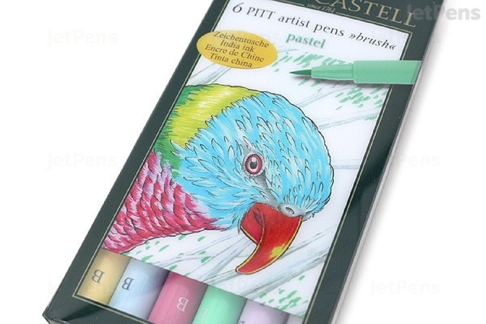 Faber Castell Pitt Artist Pen Brush, Pastel - Wallet of 6 167163