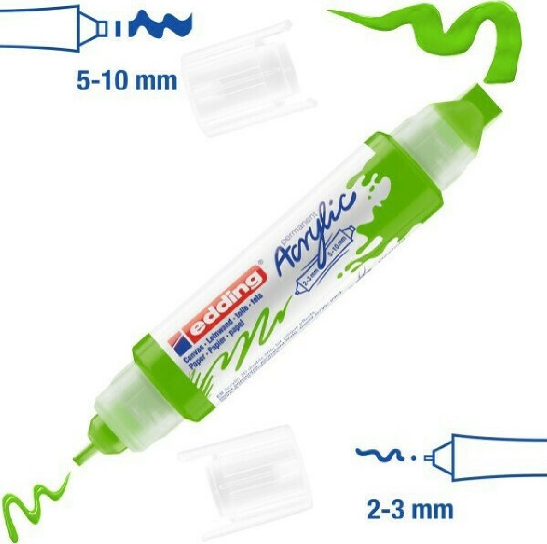 Μαρκαδόρος Ακρυλικός με Διπλή Μύτη 5-10mm/2-3mm 5400/927 Yellow Green Edding