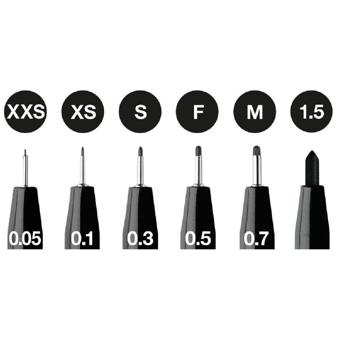 Faber-Castell Pitt Artist Pens Black tin of 6 167154