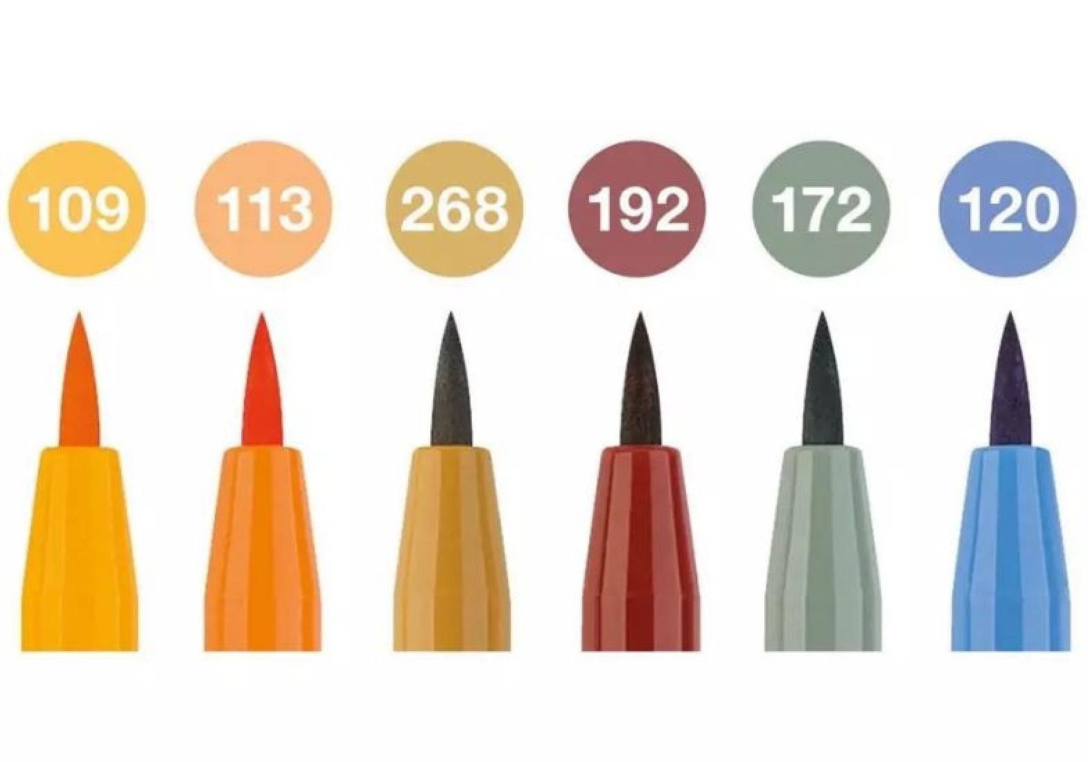 Faber Castell Pitt Artist Pen Brush India ink pen, wallet of 6 Harvest 167179