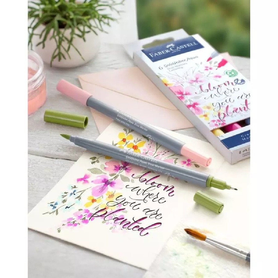 Faber Castell Goldfaber Aqua Dual Marker, wallet of 6, Lettering 164524