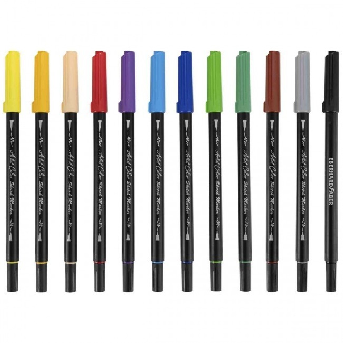 Eberhard Faber 558212 - Artist Color Sketch Marker Set with 12 Colours, Fibre-Tip Pens with Double Tip, in Cardboard Case, for Drawing, Sketching and Illustrating