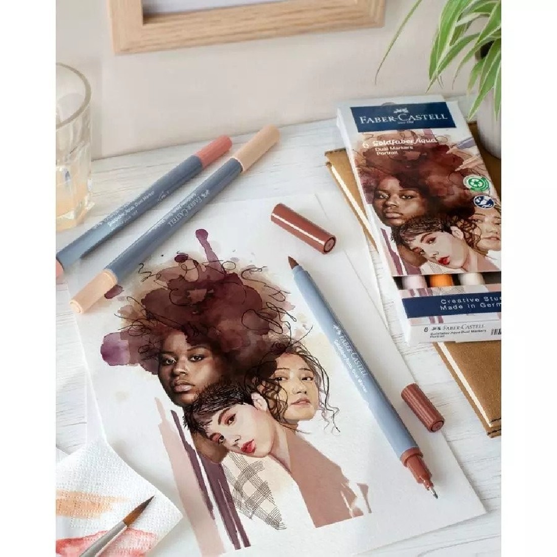 Faber Castell Goldfaber Aqua Dual Marker, wallet of 6, Portrait 164523
