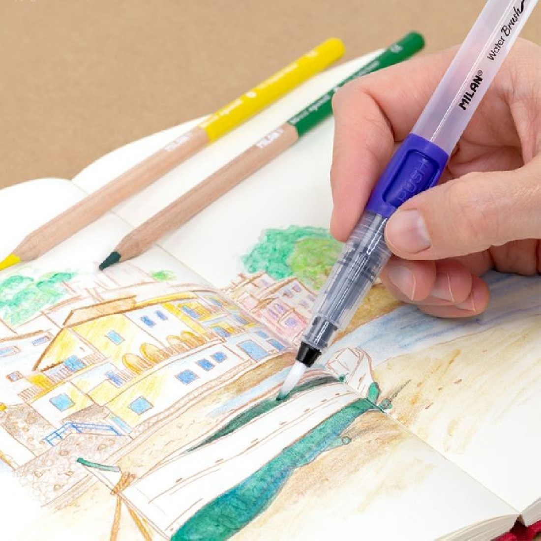 Ξυλομπογιές ακουαρέλας +1 κενό πινέλο σε blister BWM10401 MILAN