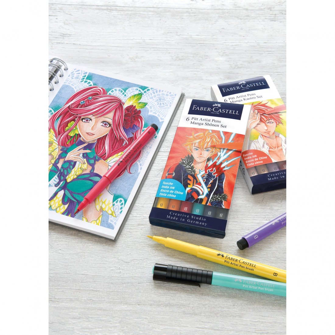 Faber Castell Pitt Artist Pens Manga Shojo Set - Wallet of 6 167155