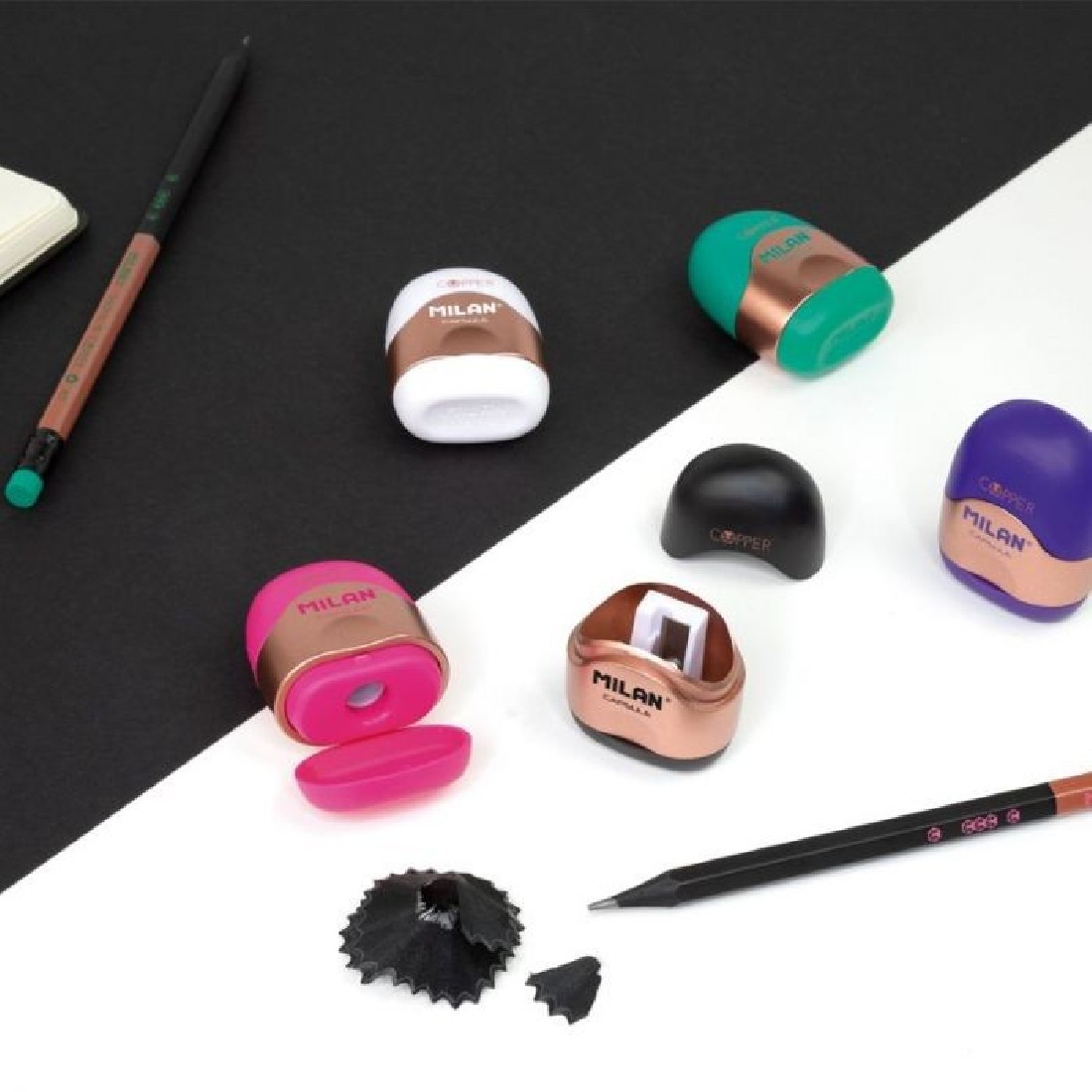 Ξύστρα με Δοχείο Capsule Copper 20165224 Milan