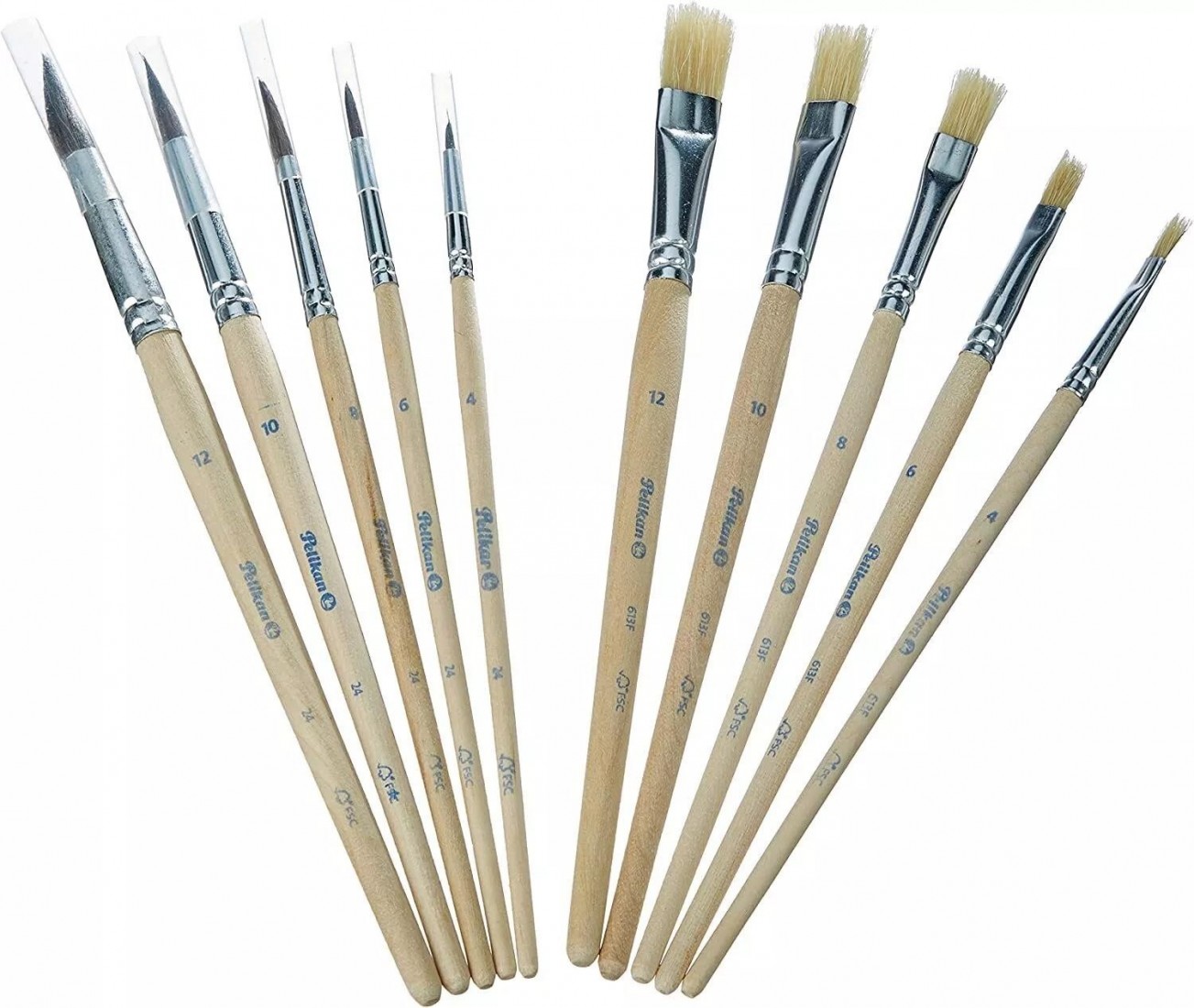 Pelikan Πινέλα Starter Στρογγυλλά-Πλακέ 10pcs  700405.