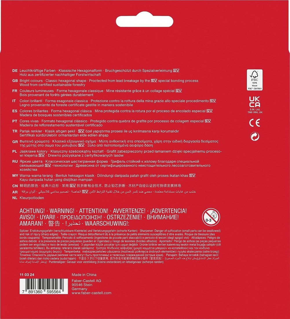 Faber Castell Classic Colour pencils 24pcs plus 3 bicolor pencils plus a sharpener 110324