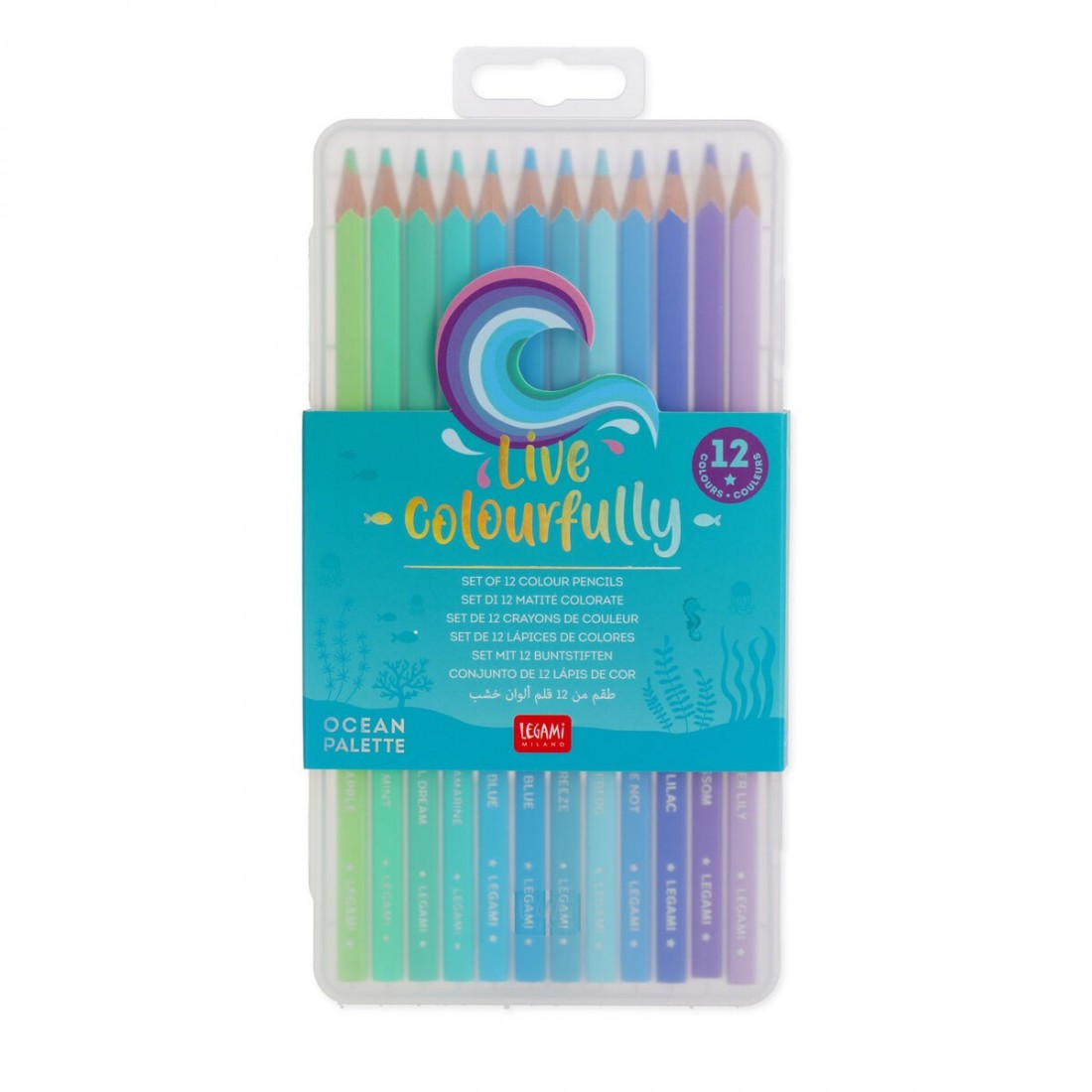 Set of 12 Colouring Pencils - Live Colourfully Cyan Legami