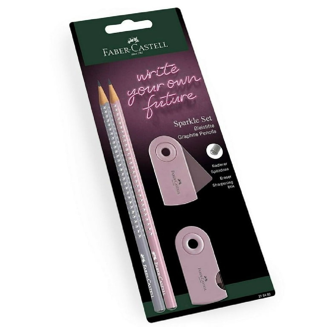 Βlister Set Sparkle 2 Μολύβια με Γόμα και Ξύστρα Ροζ-Γκρί 218480 Faber Castell