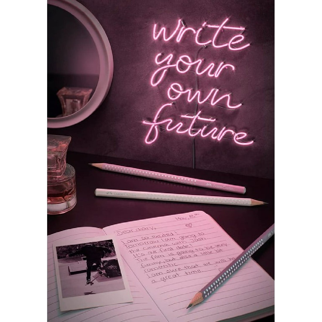 Βlister Set Sparkle 2 Μολύβια με Γόμα και Ξύστρα Ροζ-Γκρί 218480 Faber Castell