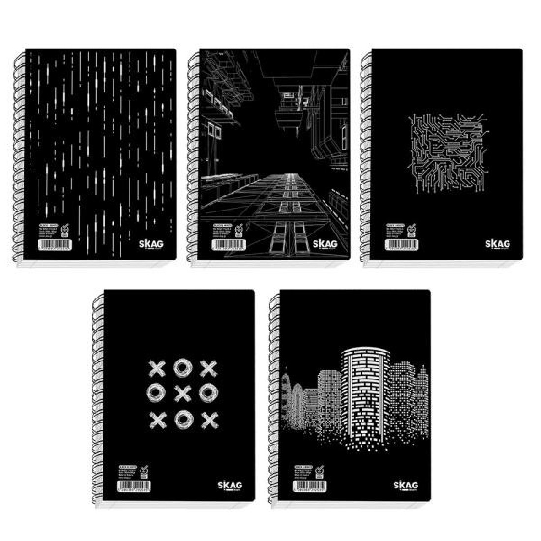 Tετράδιο σπιράλ  black & white 2θ  60φ Skag