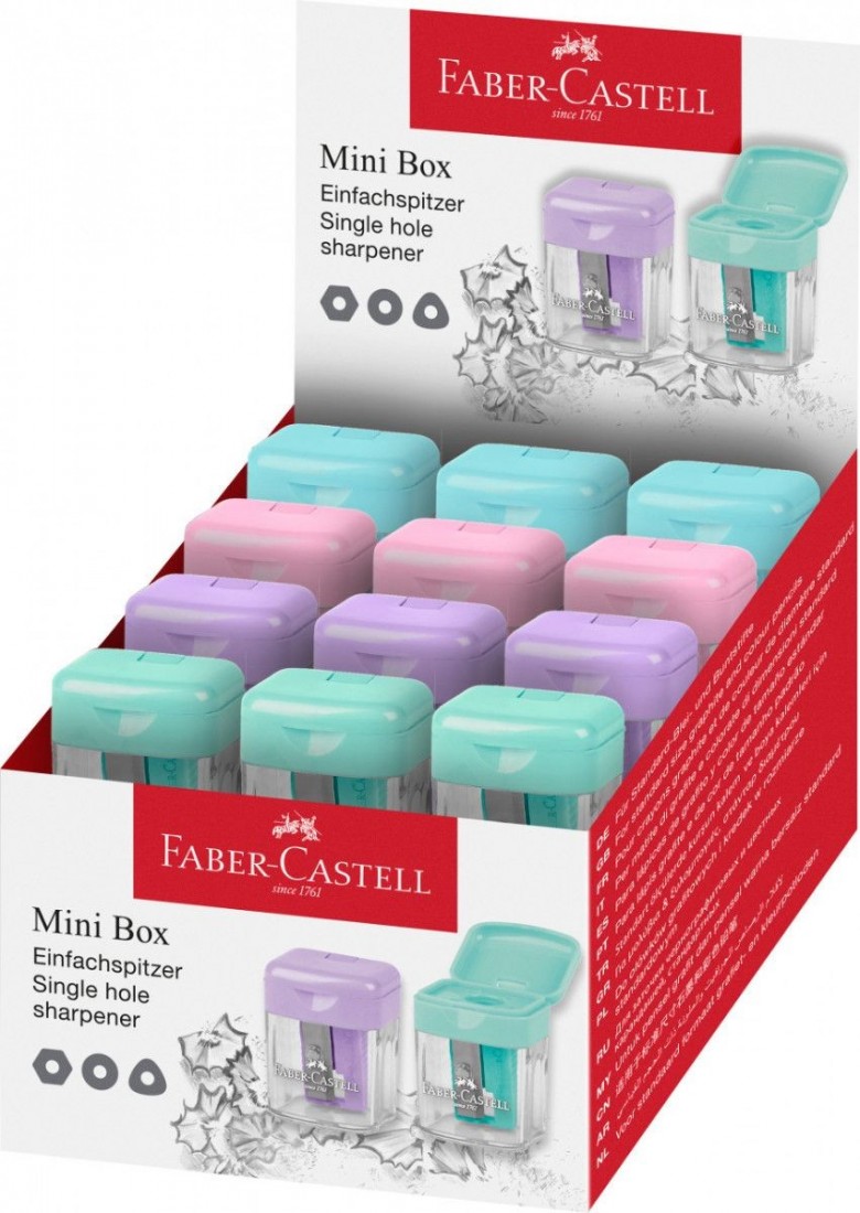 Faber Castell Ξύστρα Mini Box Pastel Pink/L.Blue/Purple/Menta 182801