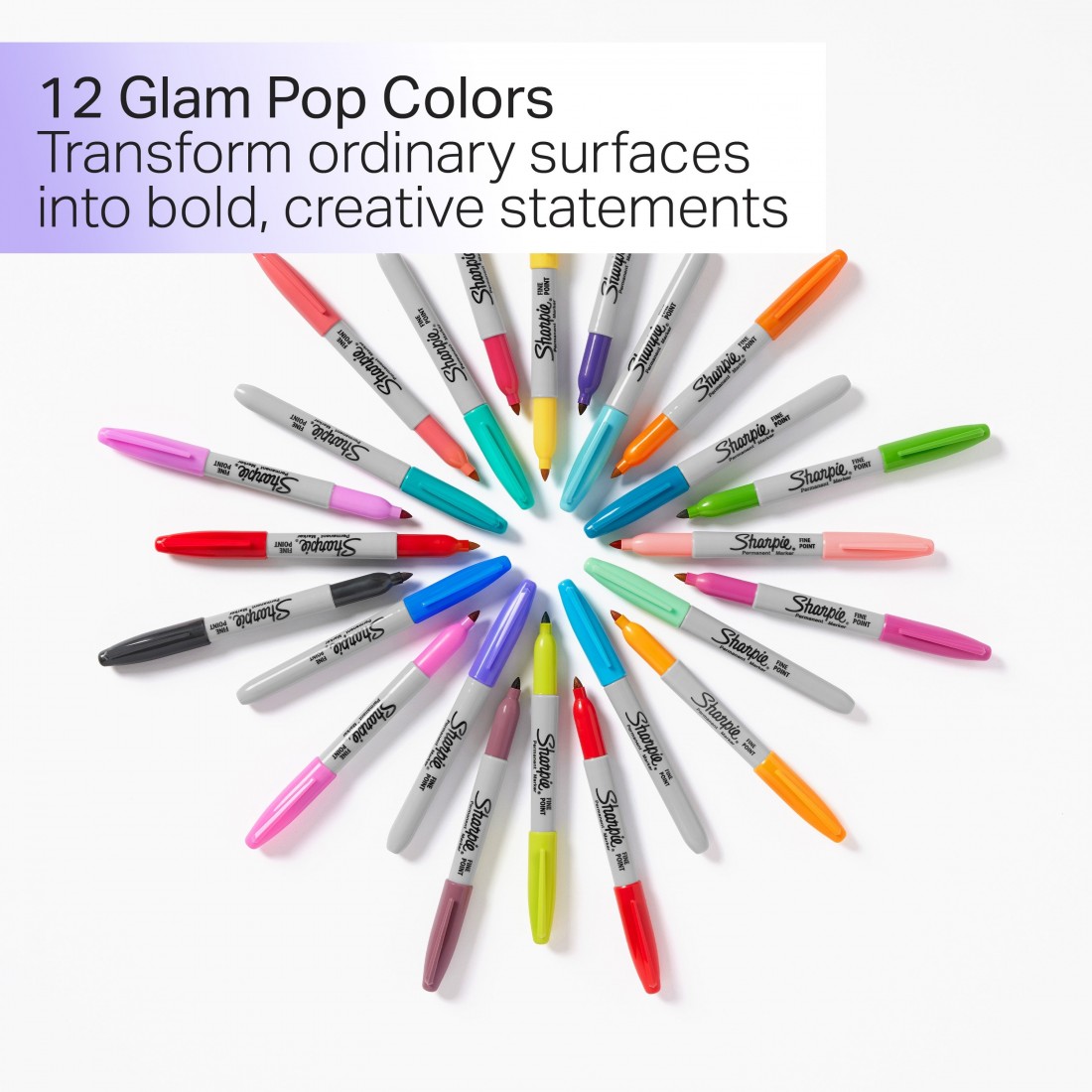 Permanent marker Sharpie Fine Blister Glam pop 5 colours