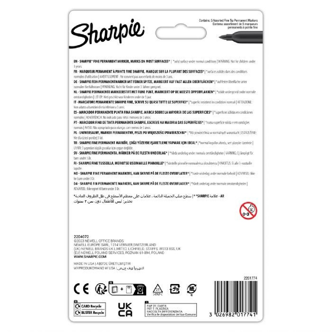 Permanent marker Sharpie Fine Blister Glam pop 5 colours