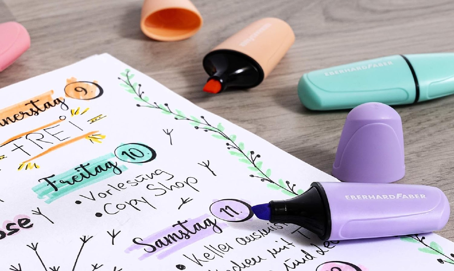 Highlighters 6 τεμαχίων, σε παστέλ χρώματα, 551403, Eberhard Faber