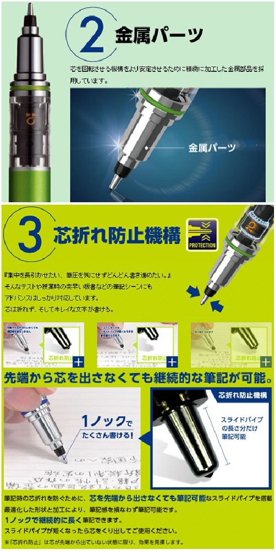 Uni Mitsubishi Pencil sharp pen Kurutoga Advance 0.5mm Lime Green M5-5591P.5