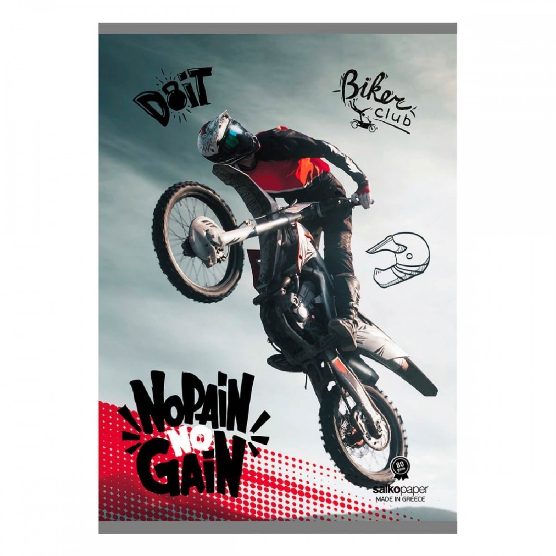 Τετράδιο καρφίτσα ριγέ  No pain no gain 40 φύλλα Β5 Salko