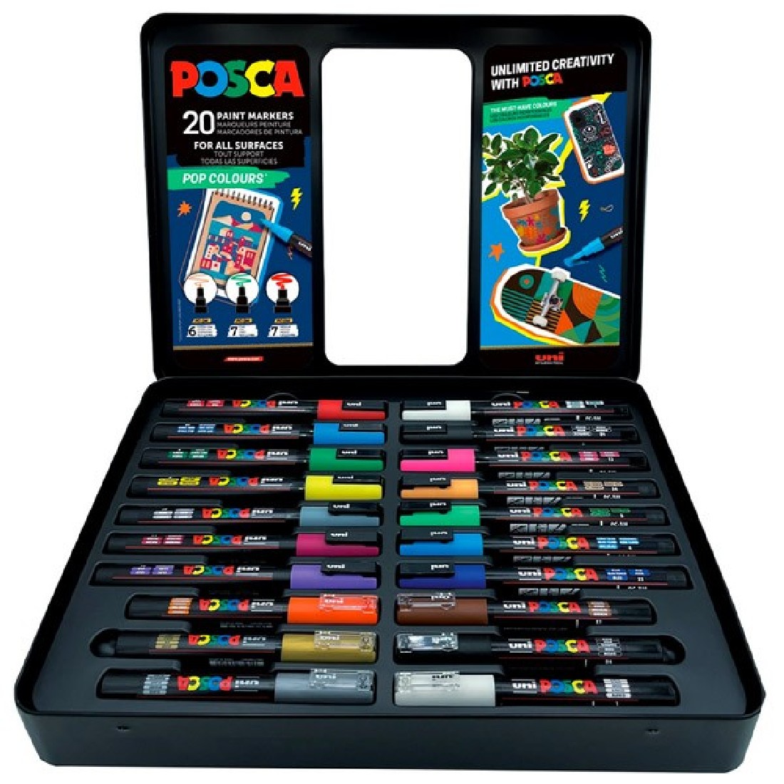 POSCA Paint Markers Pop Colours Collection Tin Set 20pc
