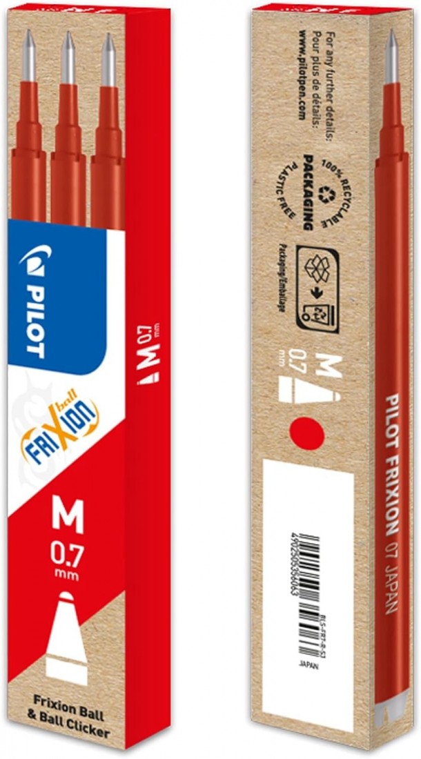 Pilot Frixion Ανταλλακτικό Μελάνι για Στυλό σε Κόκκινο χρώμα 0.7mm 3τμχ