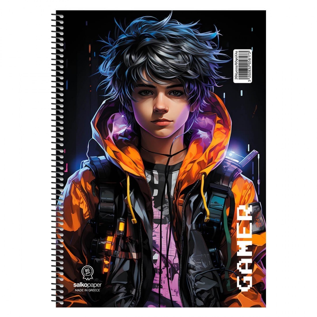 Τετράδιο σπιράλ Gamer 17x25 1 θέματος 30φ Salko