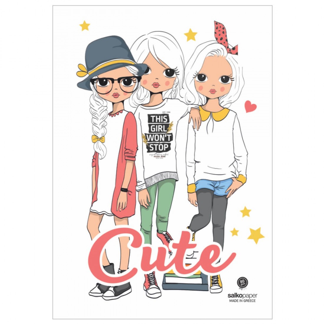Τετράδιο καρφίτσα cute 17x25cm 80gr Salko