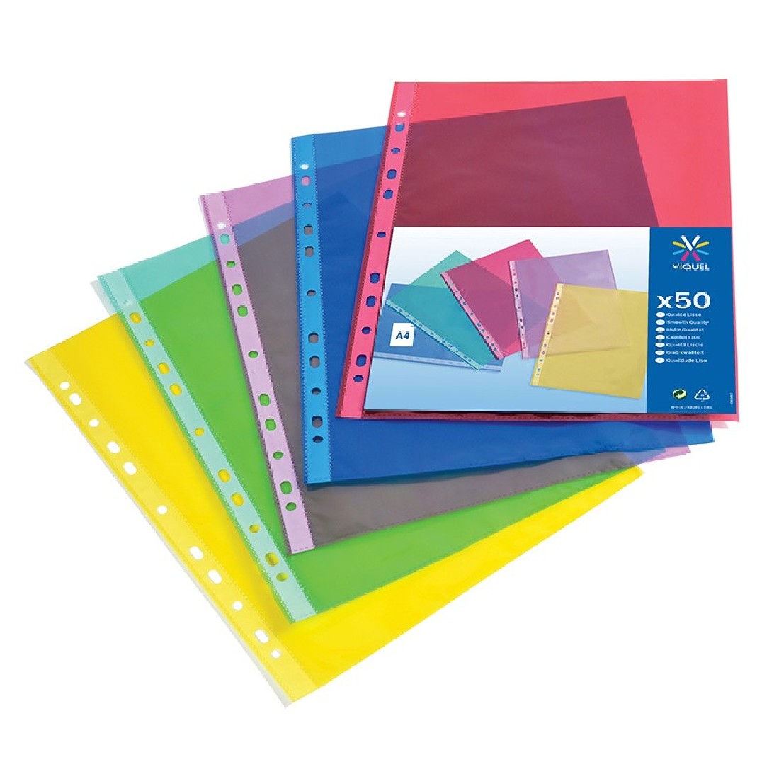 Διαφάνειες  χρωματιστές Α4 με τρύπες 50 τμχ N106050  VIQUEL