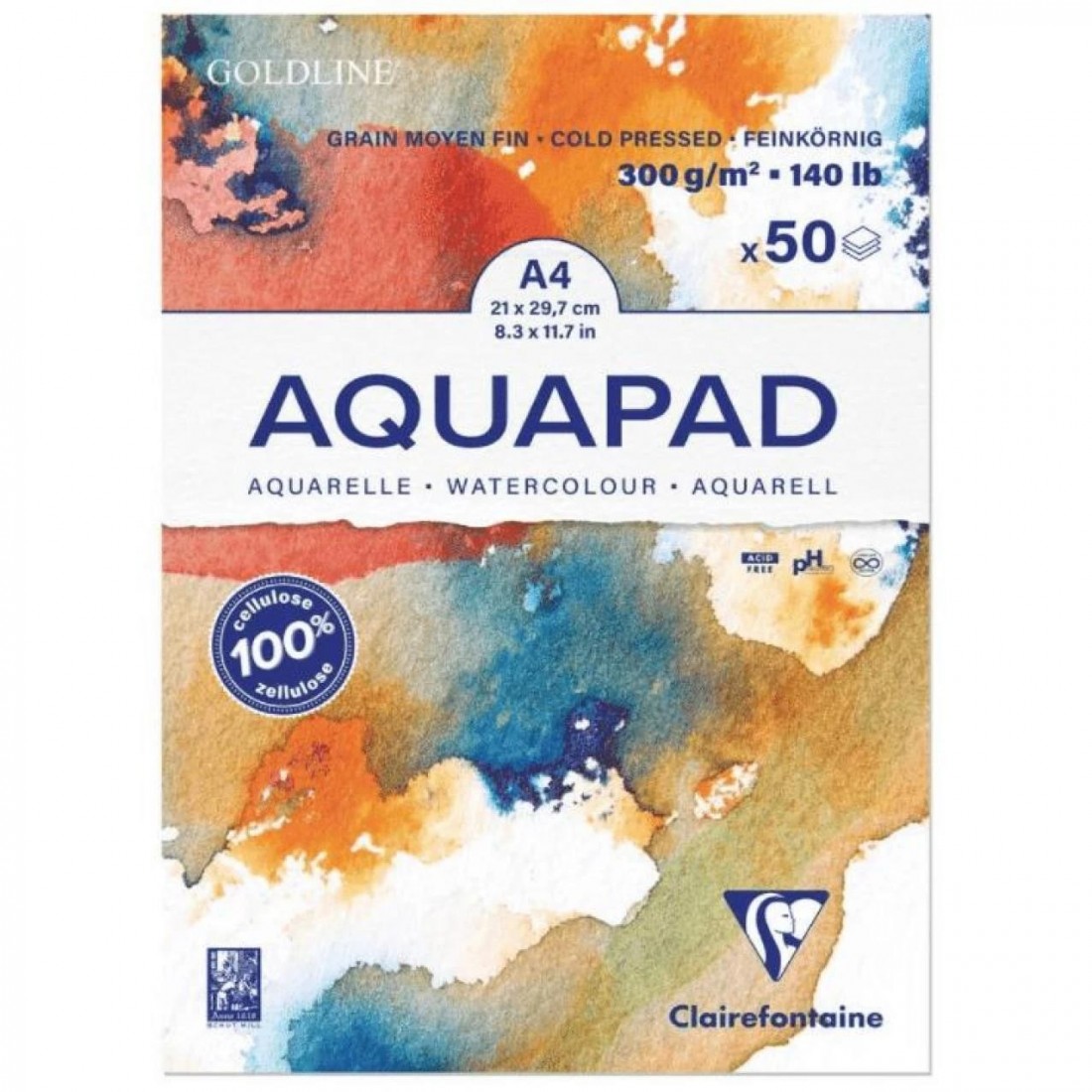 Clairefontaine A4 Aquapad  Cold Pressed 300gr 50sheets  975721C