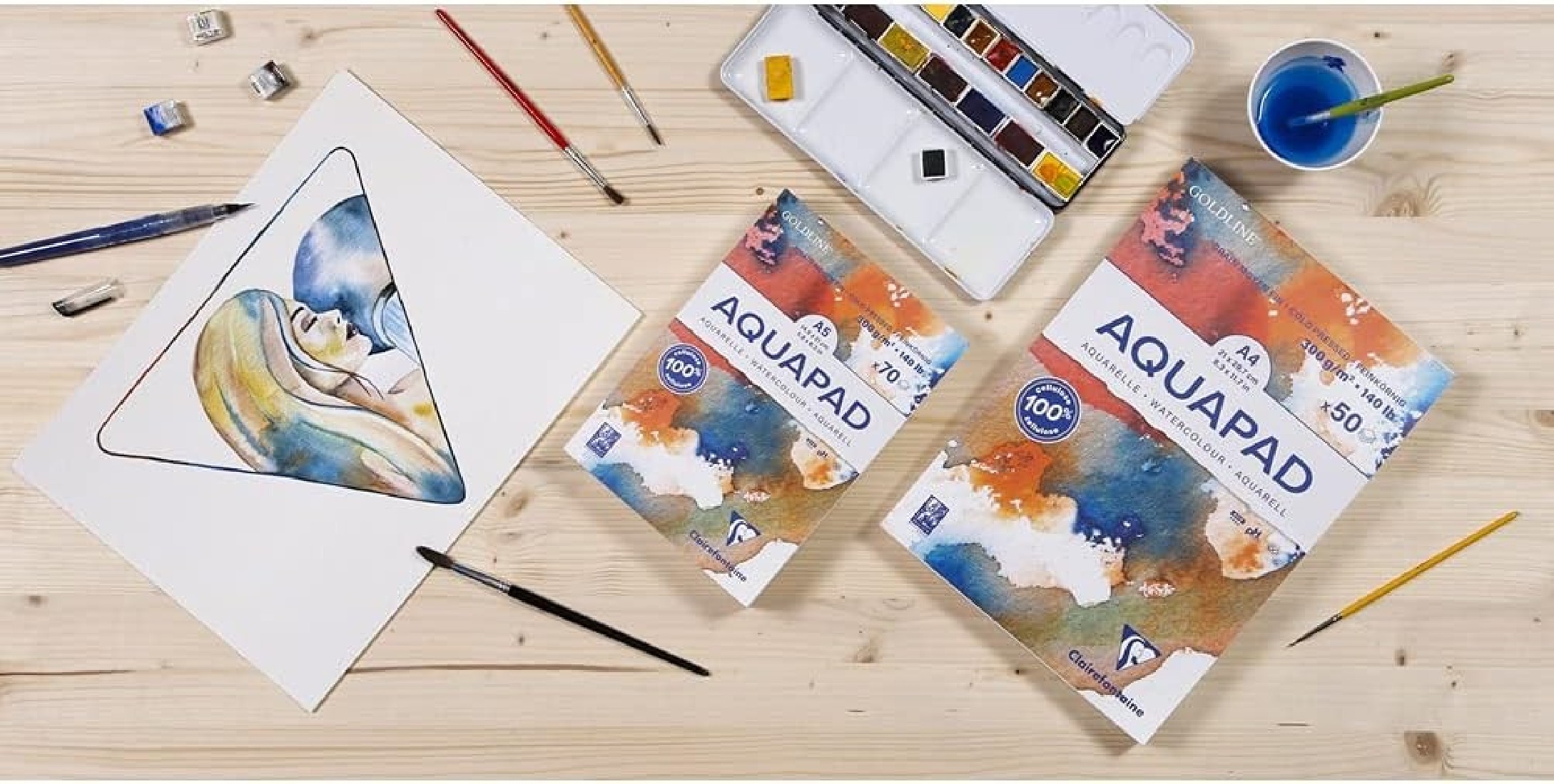 Clairefontaine A4 Aquapad  Cold Pressed 300gr 50sheets  975721C