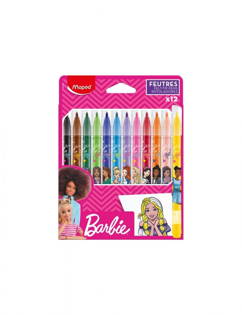 Μαρκαδόροι Ζωγραφικής 12 χρωμάτων Barbie 845418 Maped