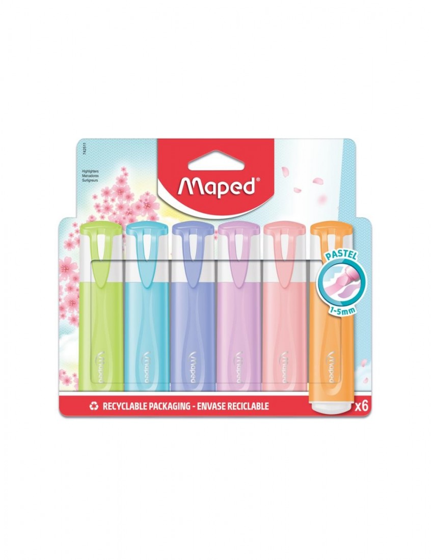 Μαρκαδόροι Υπογράμμισης 6 xρωμάτων Pastel 742511 Maped