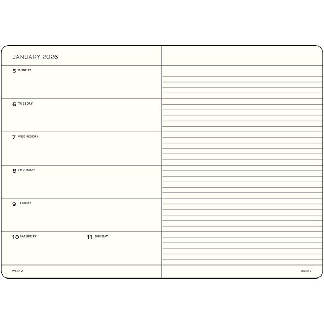 Weekly Planner 2026, A6, softcover, Black, Leuchtturm