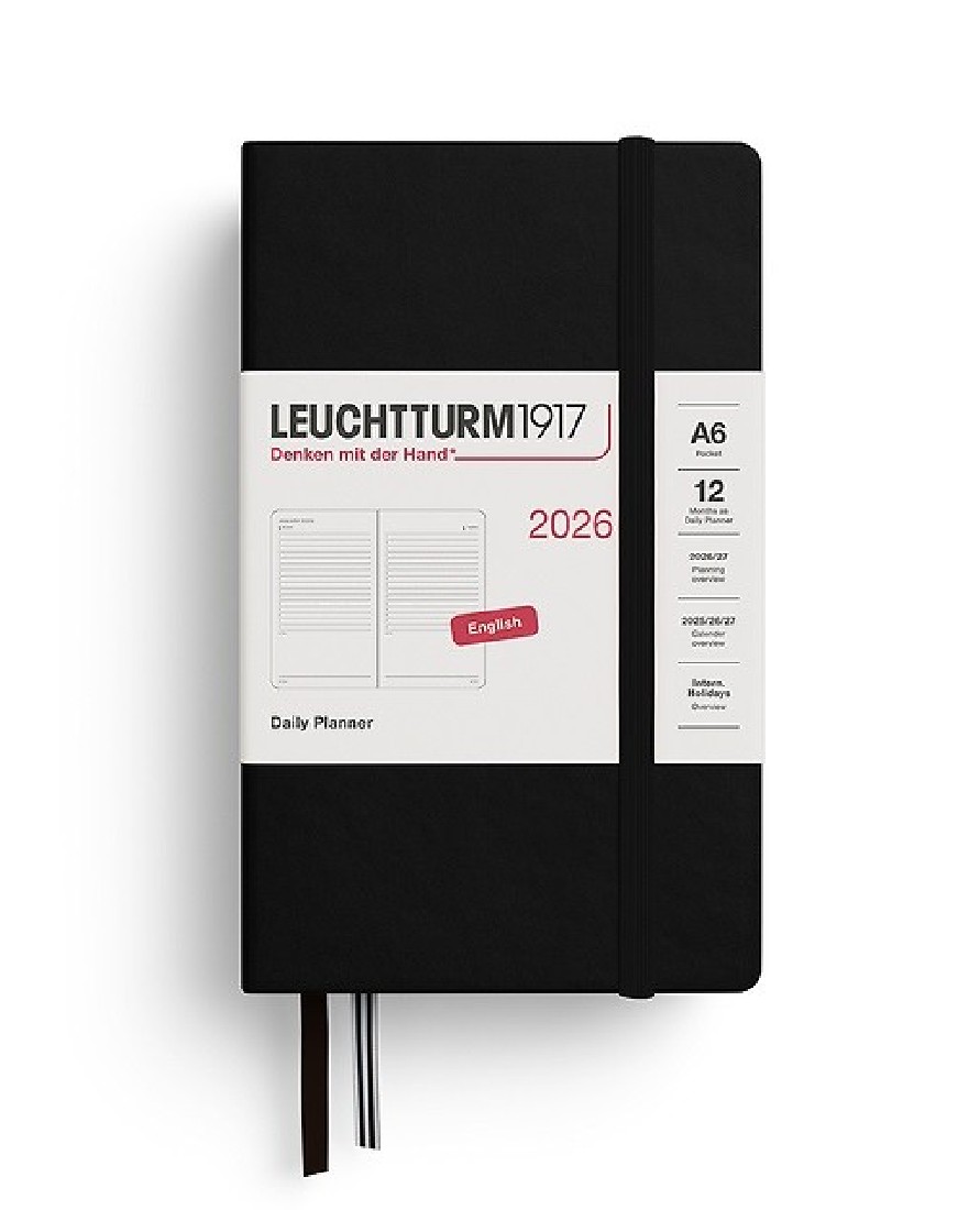 Daily Planner 2026, A6, hardcover, Black, Leuchtturm