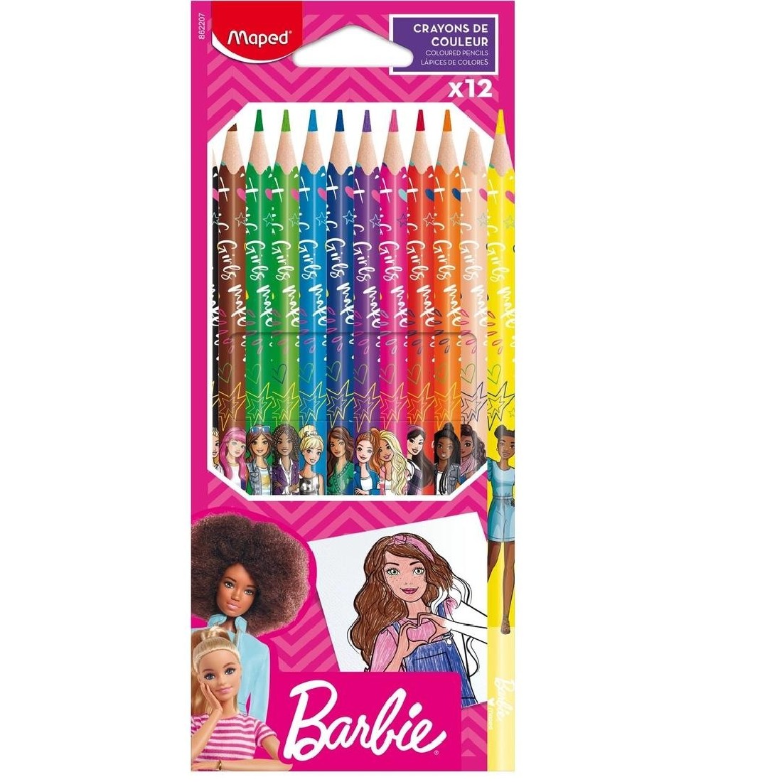Ξυλομπογιές 12 τεμαχίων Barbie 862207 Maped
