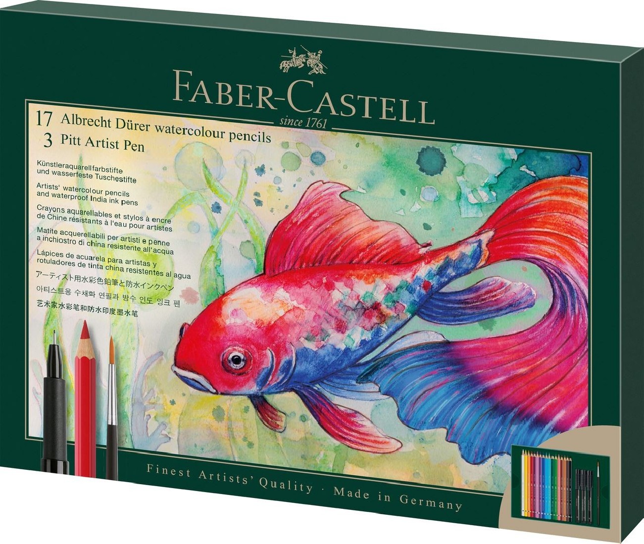 Faber Castell Albrecht Durer Watercolour Pencils plus Pitt Artist Pens Set of 21 217552