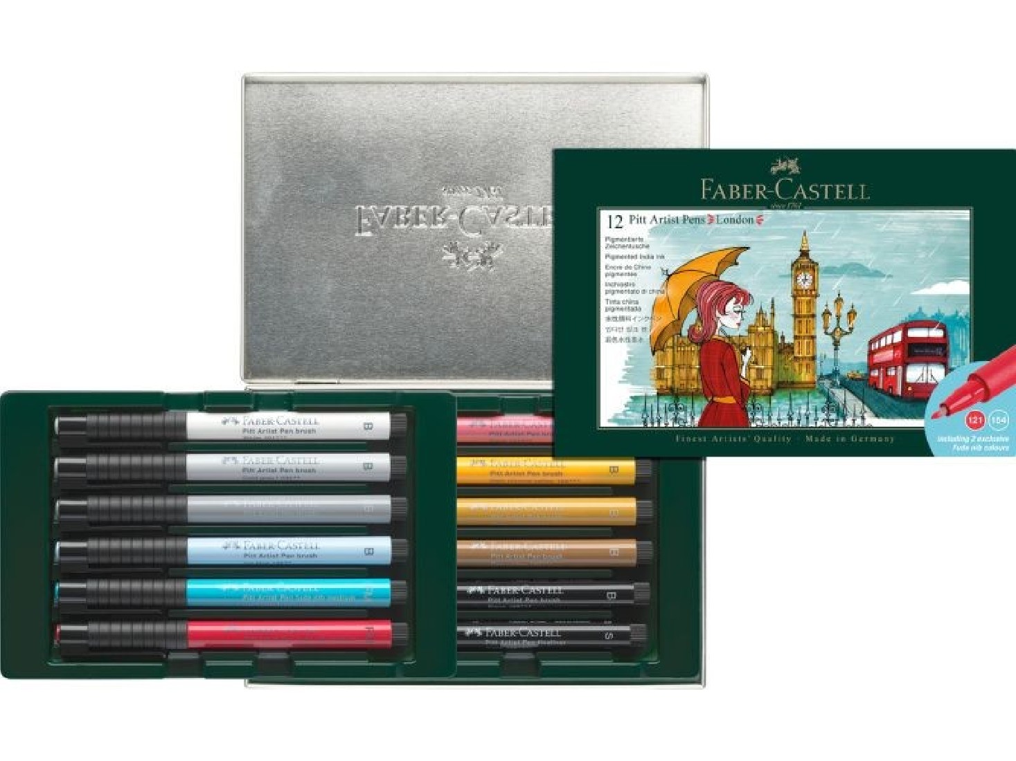Faber Castell India ink Pitt Artist Pen Set of 12, London, 267137