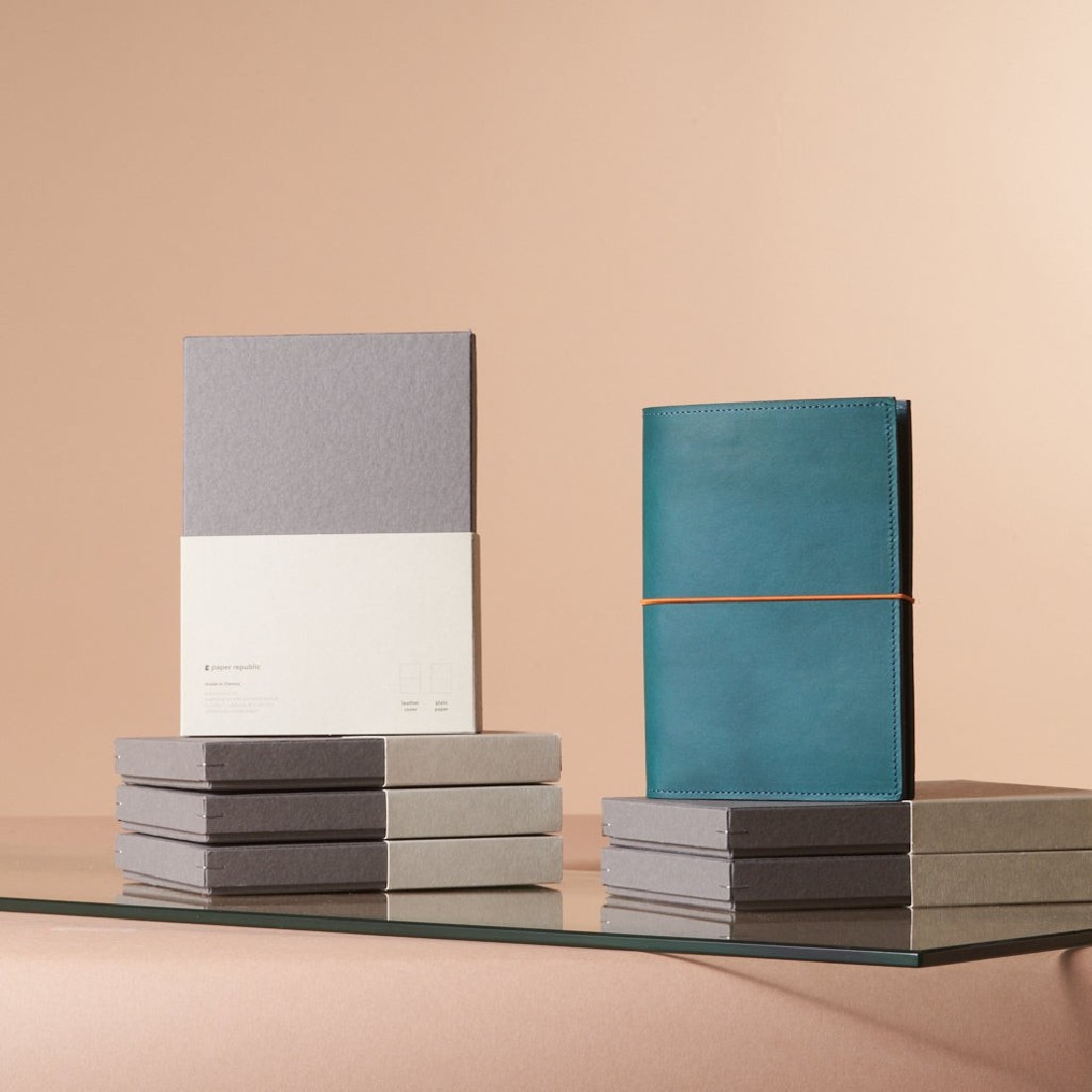 Paper Republic A6 leather portfolio petrol blue 11,5x16cm