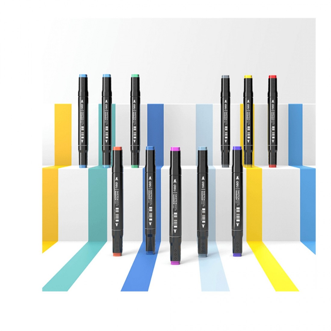 Μαρκαδόροι Οινοπνεύματος για Σχέδιο με Διπλή Μύτη 30 Χρωμάτων 70806-30 Deli