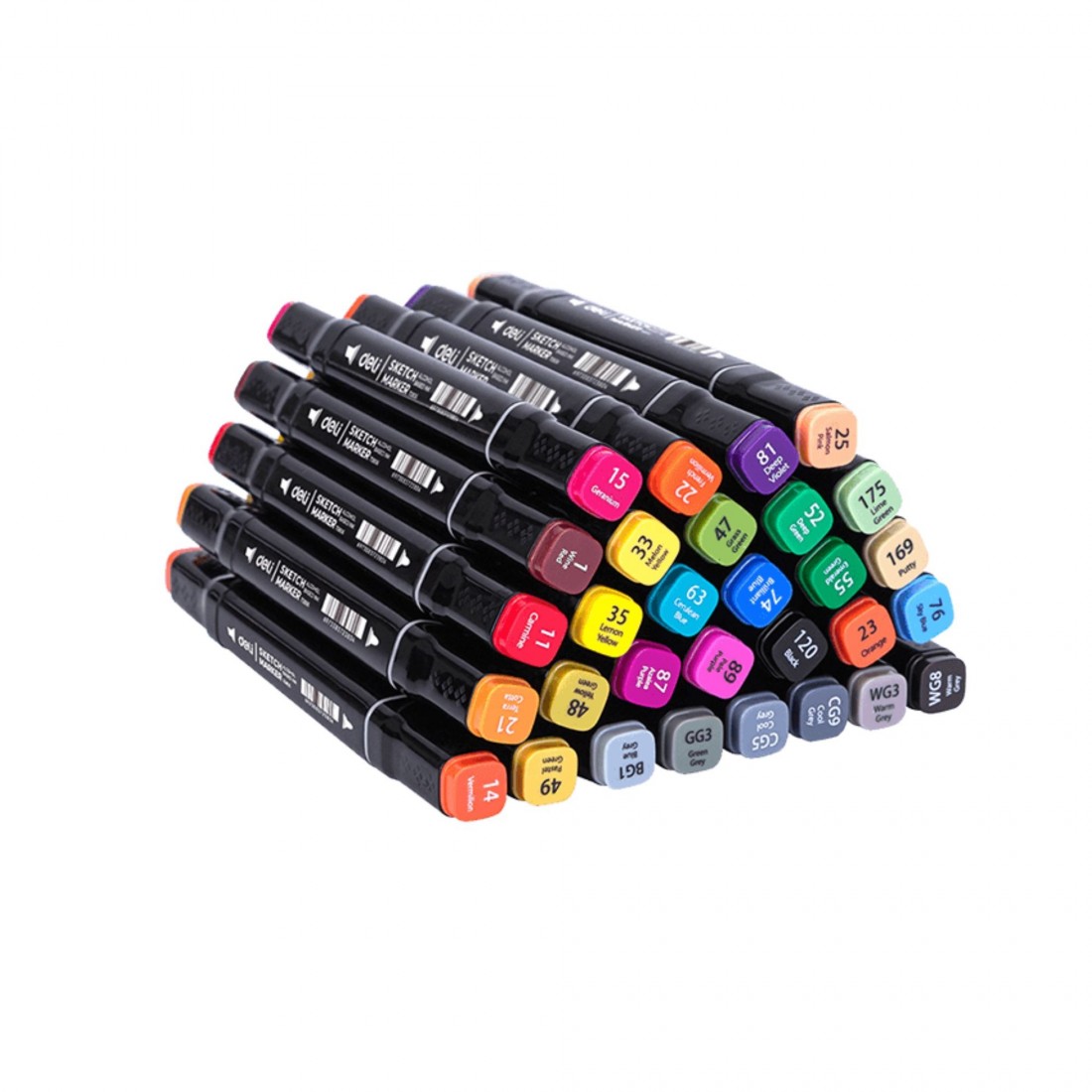 Μαρκαδόροι Οινοπνεύματος για Σχέδιο με Διπλή Μύτη 30 Χρωμάτων 70806-30 Deli