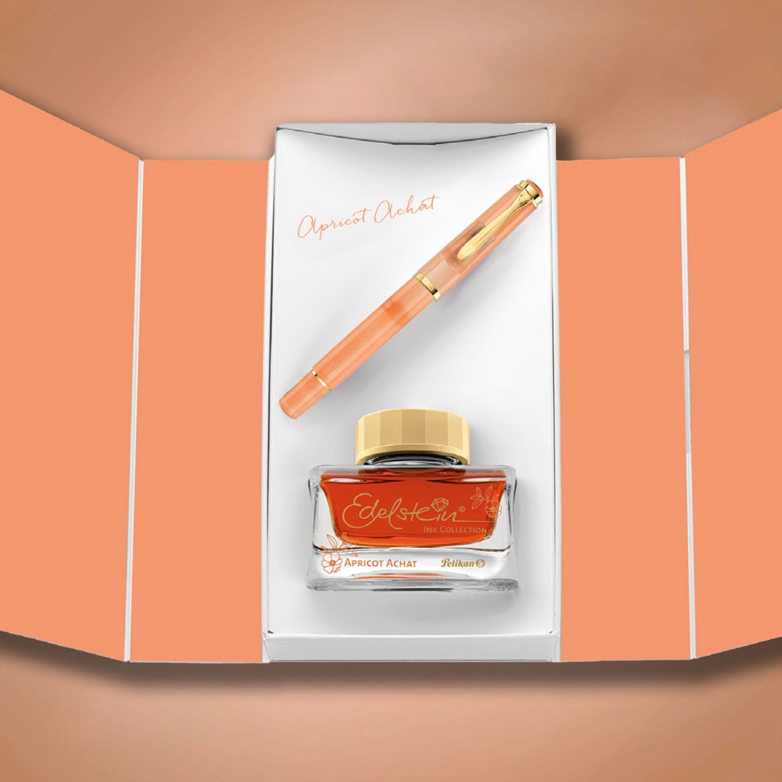 Pelikan M200 Apricot Achat Fountain Pen plus Ink Gift Box Special Edition